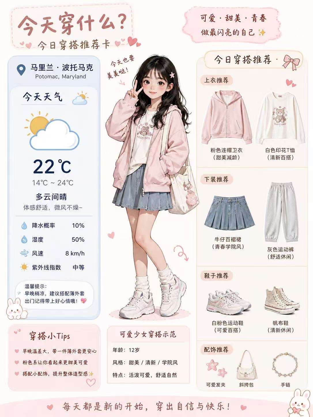GPT 穿搭推荐卡 — 粉色可爱风